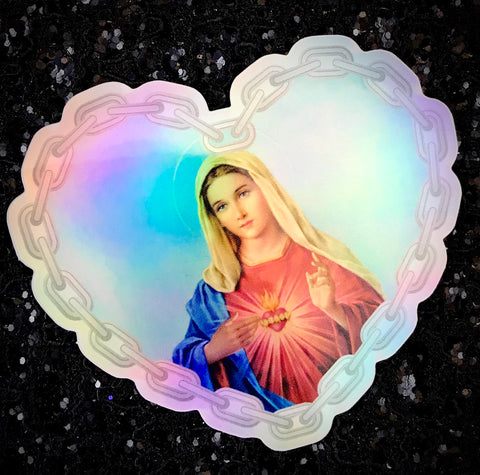 Lowrider Virgin Mary Holographic Sticker