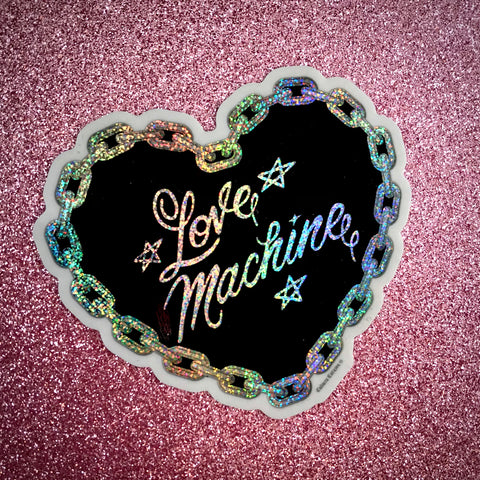 Love Machine Glitter Heart Sticker