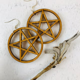 Pentagram Star Hoop Earrings 1.75"