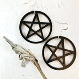 Pentagram Star Hoop Earrings 1.75"