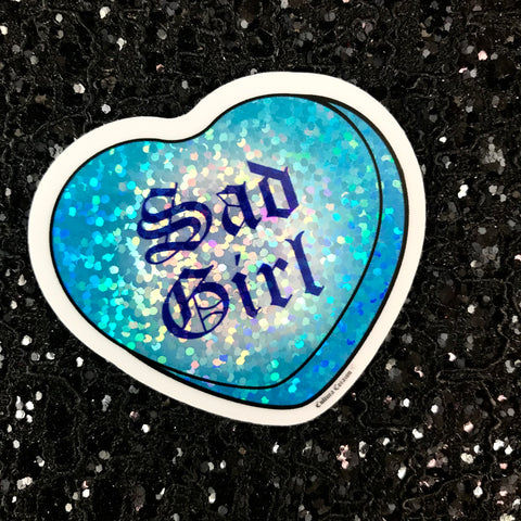 Sad Girl Candy Heart Sticker