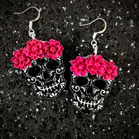 Santa Muerte Flor Earrings
