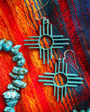 Wood Zia Symbol 1.75" Earrings