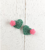 Candy Cactus Heart  Studs