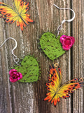 Cactus Hearts with Rose Earrings