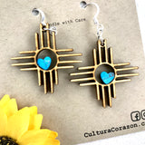 zia earrings with turquoise heart 