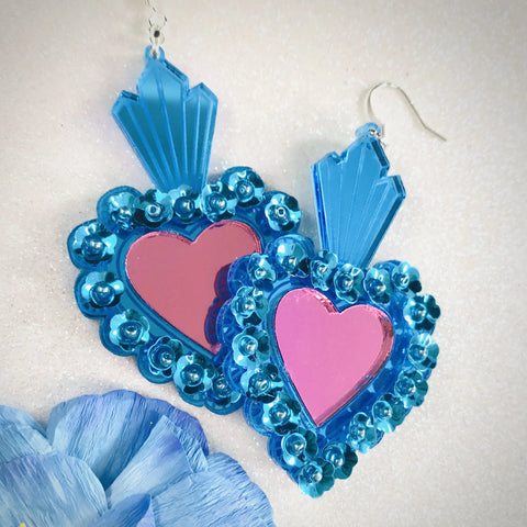 Milagro Sacred Heart Mirrored Earrings
