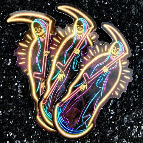 Santa Muerte Neon Sticker – Cultura Corazón