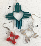 Zia Heart Earrings 2" ~ Pick Your Color