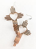 Zia Heart Cross Earrings  3"