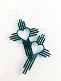 Zia Heart Cross Earrings  3"